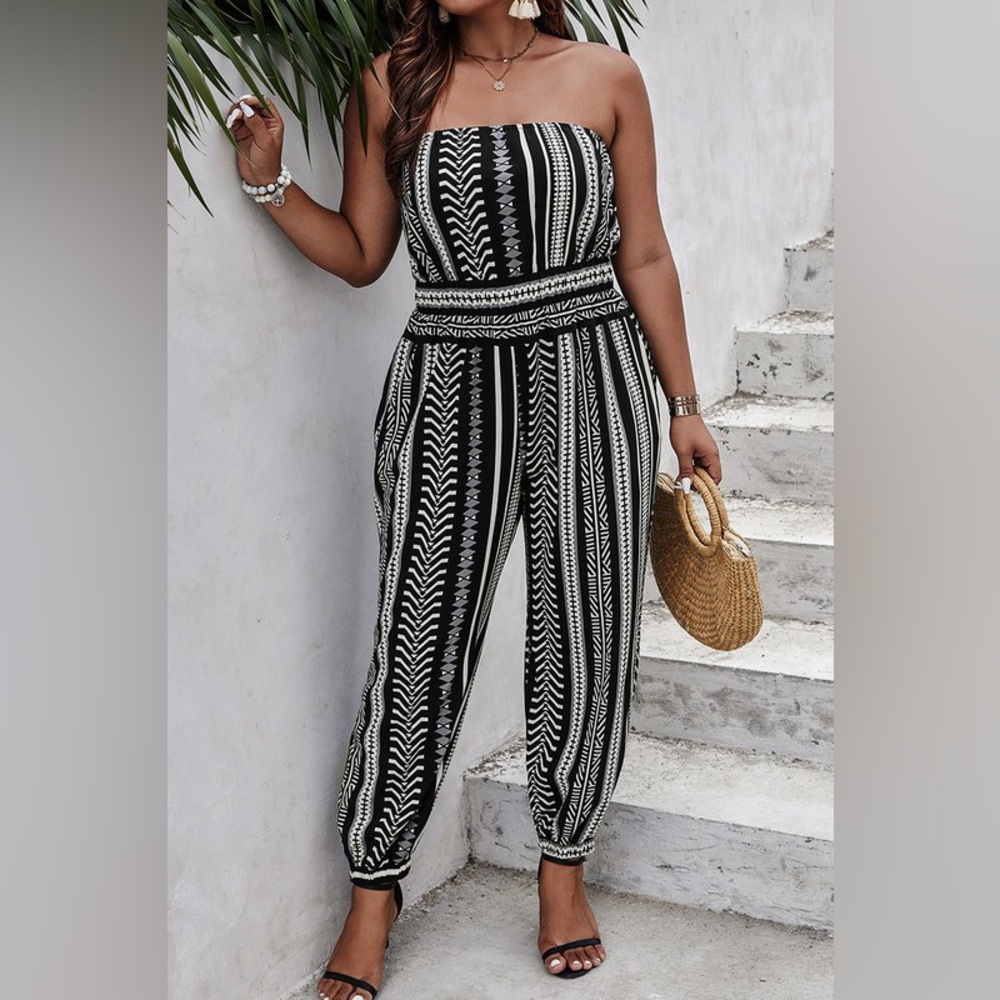 #05 Strapless Aztec Jumpsuit - Picture 2 of 5